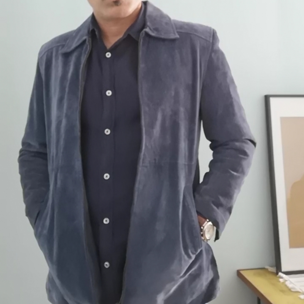 Great looking blue suede jacket